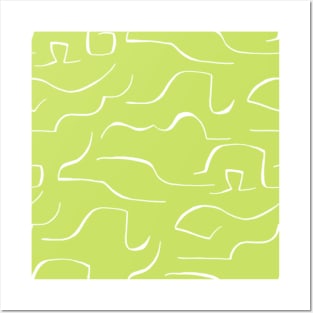 Yellow green color wavey pattern Posters and Art